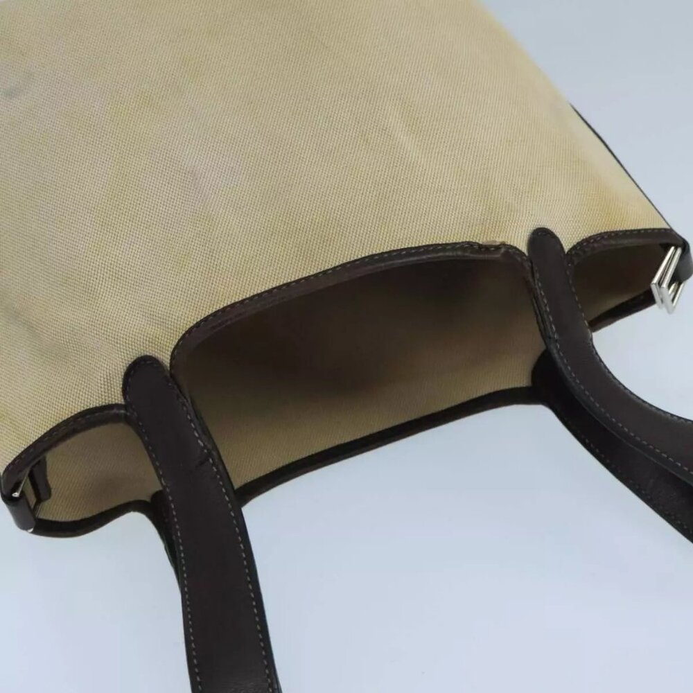 HERMES Picotan PM Hand Bag Canvas Beige Auth - Picture 9 of 14